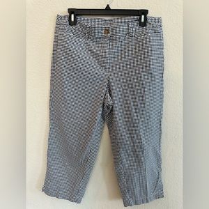 Talbots Capris Cropped Pants Womens 8 Blue Check Pockets Coastal Grandma